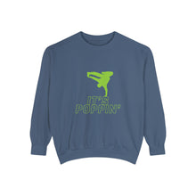 Load image into Gallery viewer, Unisex Green on Green Poppin&#39; Garment-Dyed Sweatshirt
