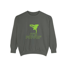Load image into Gallery viewer, Unisex Green on Green Poppin&#39; Garment-Dyed Sweatshirt
