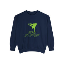 Load image into Gallery viewer, Unisex Green on Green Poppin&#39; Garment-Dyed Sweatshirt
