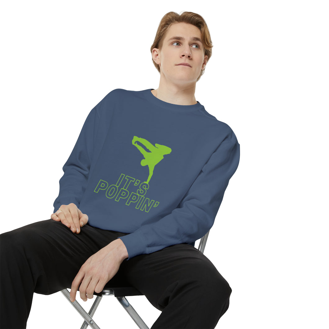 Unisex Green on Green Poppin' Garment-Dyed Sweatshirt