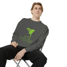 Load image into Gallery viewer, Unisex Green on Green Poppin&#39; Garment-Dyed Sweatshirt
