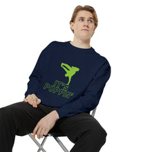 Load image into Gallery viewer, Unisex Green on Green Poppin&#39; Garment-Dyed Sweatshirt
