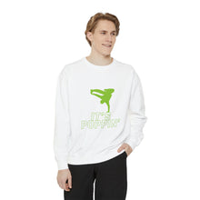 Load image into Gallery viewer, Unisex Green on Green Poppin&#39; Garment-Dyed Sweatshirt
