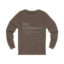 Load image into Gallery viewer, Unisex &quot;Define Free&quot; Jersey Long Sleeve Tee
