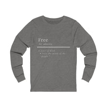 Load image into Gallery viewer, Unisex &quot;Define Free&quot; Jersey Long Sleeve Tee
