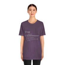 Load image into Gallery viewer, Unisex &quot;Define Free&quot; Inverted Print Jersey Short Sleeve Tee
